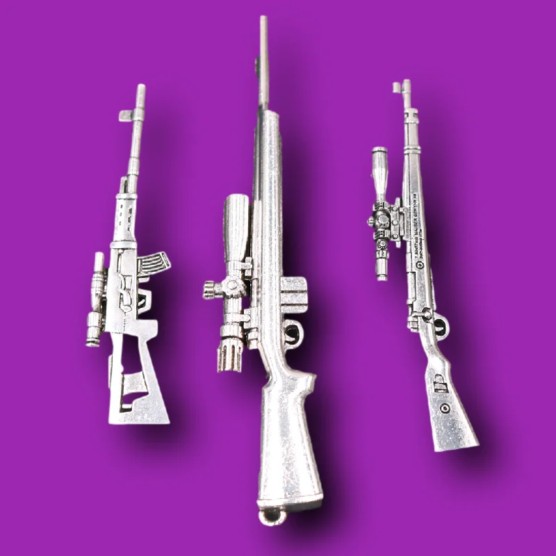 3D снайперская винтовка посеребренный тон металлическая подвеска панк ожерелье