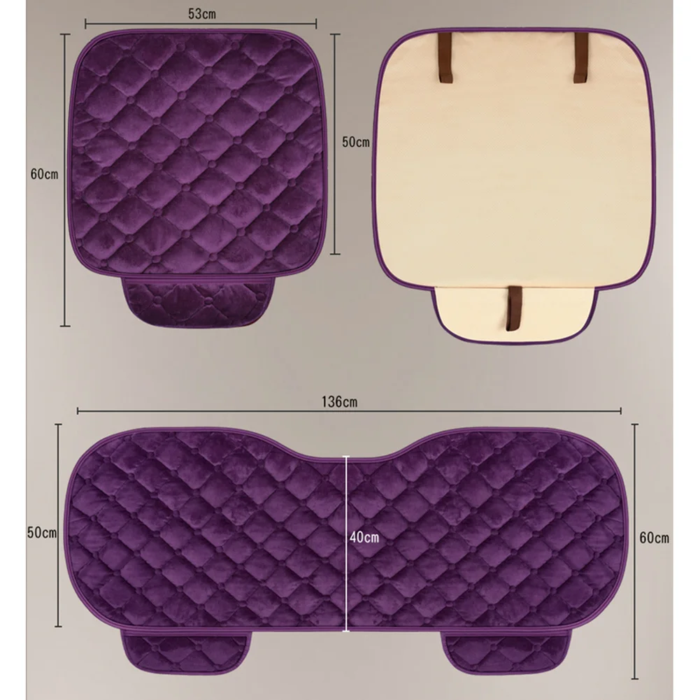 

Furry car seat cushion without backrest three-piece single-piece