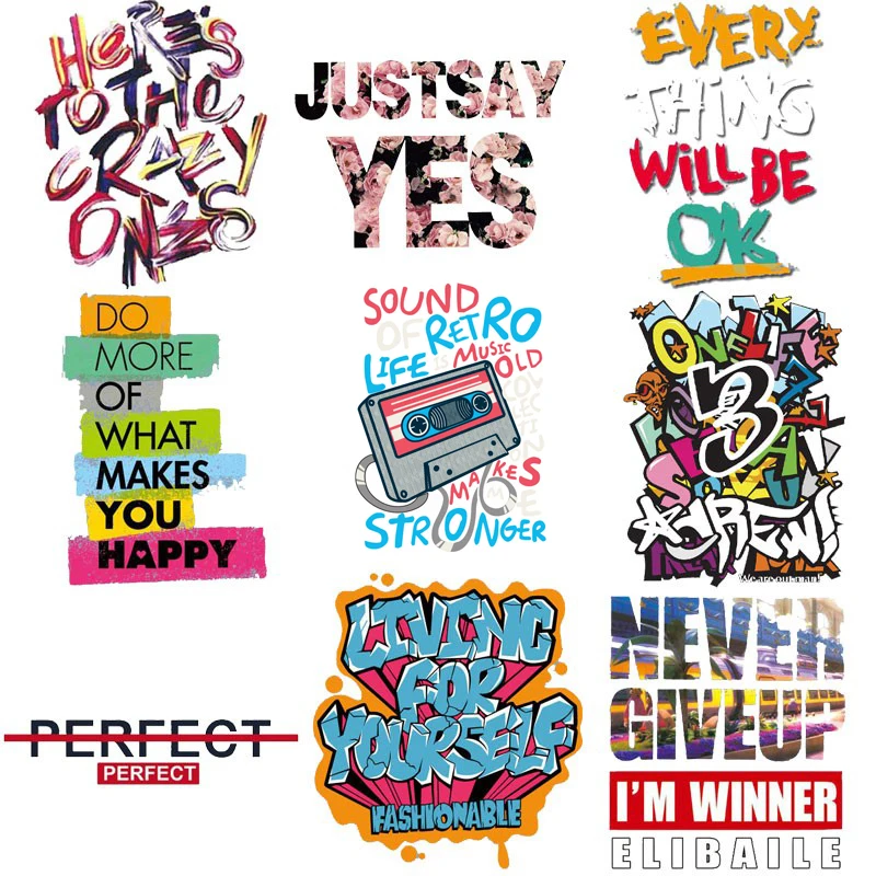 Модные Полосатые наклейки с надписью Rock для одежды Переводные топы нашивки