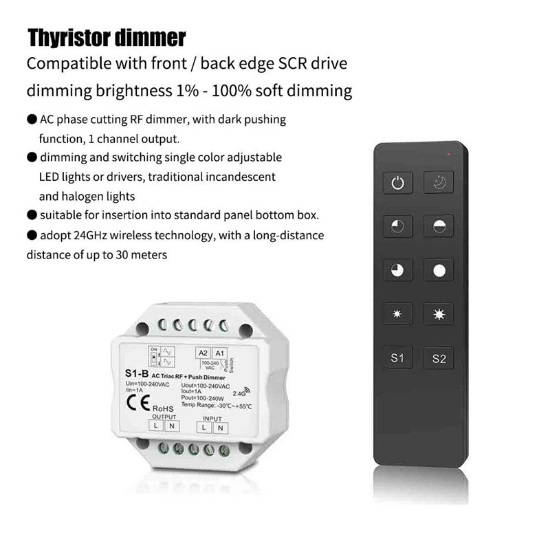 Светодиодный диммер Triac AC100 240V 2 4G беспроводной RF дистанционный Диммируемый