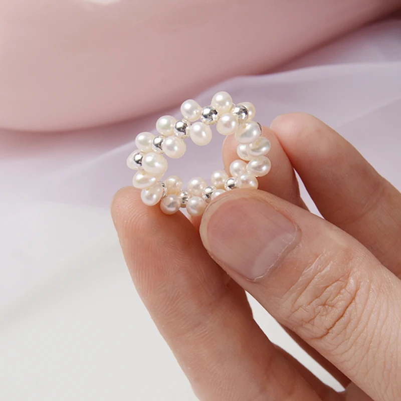 Женское кольцо из серебра с пресноводным жемчугом|Кольца| |