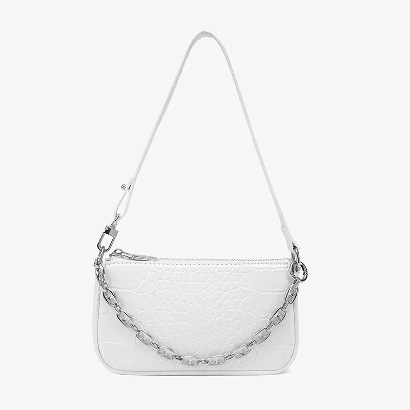 

2020 Spring and Summer New Fashion Messenger Handbag Wild Crocodile Pattern Baguette Niche Retro One-shoulder Armpit Bag