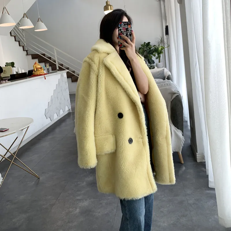 2020 Женская одежда зимняя верхняя пальто новое длинное шерстяное меховое Jurchen