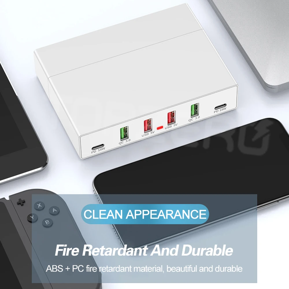 6-портовое быстрое зарядное устройство 3 0 USB QC PD зарядная станция адаптер для iPhone