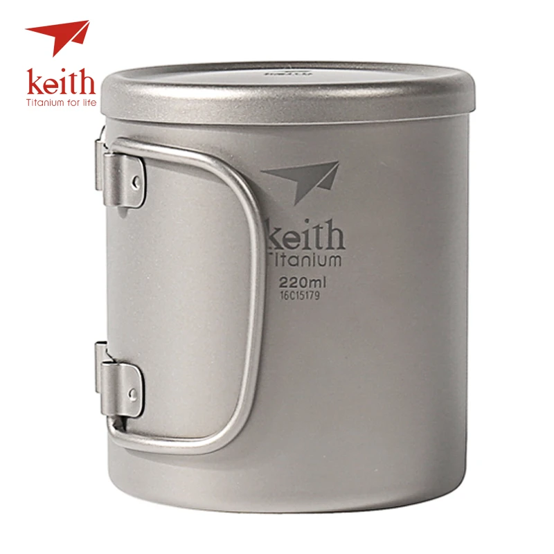 Keith двухслойная титановая кружка с откидной ручкой для кемпинга и путешествий