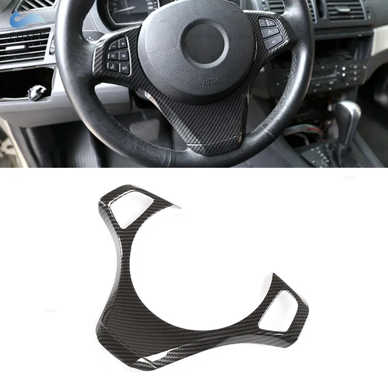 

For BMW X3 E83 2006 2007 2008 2009 ABS Carbon Texture Car Interior Steering Wheel Cover Protective Trim