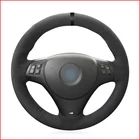 DIY черный замшевый кожаный черный маркер, чехол рулевого колеса автомобиля для BMW M Sport M3 E90 E91 E92 E93 E87 E81 E82 E88 X1 E84