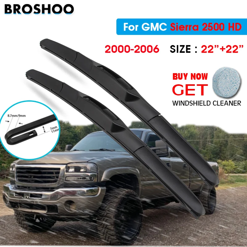 

Щетка стеклоочистителя автомобиля для GMC Sierra 2500 HD 22 "+ 22" 2000-2006 Авто Стеклоочистители для лобового стекла лезвия для мытья окон подходит U Hook ...