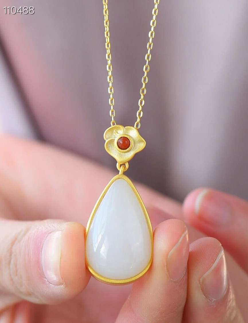 Женское винтажное ожерелье из серебра 925 пробы с нефритом