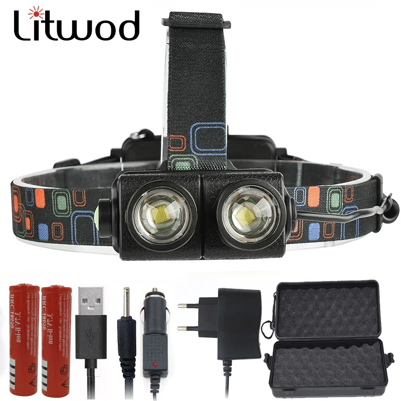 Светодиодный головной фонарь Litwod z202602 2 шт. CREE XM L T6 масштабируемый Головной