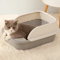 cat toilet semi enclosed cat litter box design sand box cat tray with mesh for kittens easy to clean large capacity cat bedpans