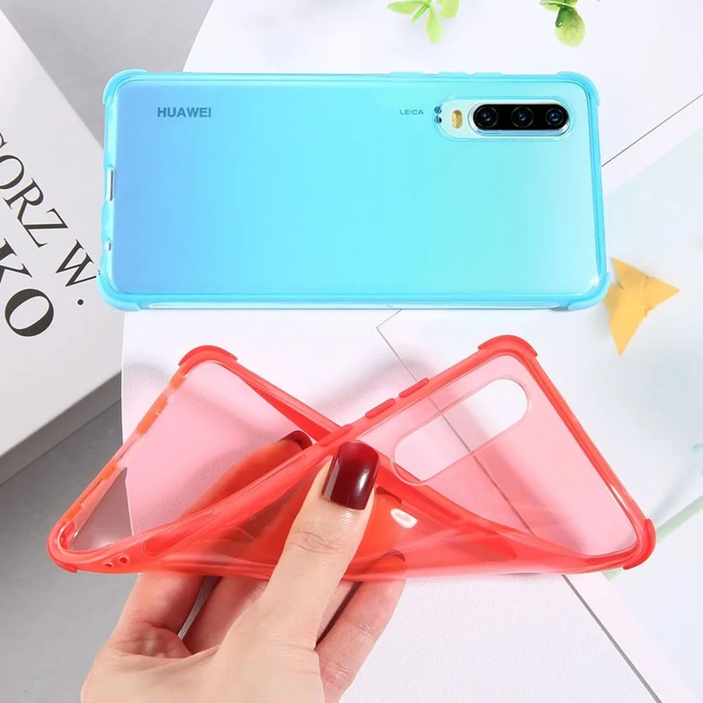 Simple Transparent Phone Case for Huawei P30 Lite Mate 20 Pro Anti-knock Soft TPU Silicone Solid Color Back Cover |