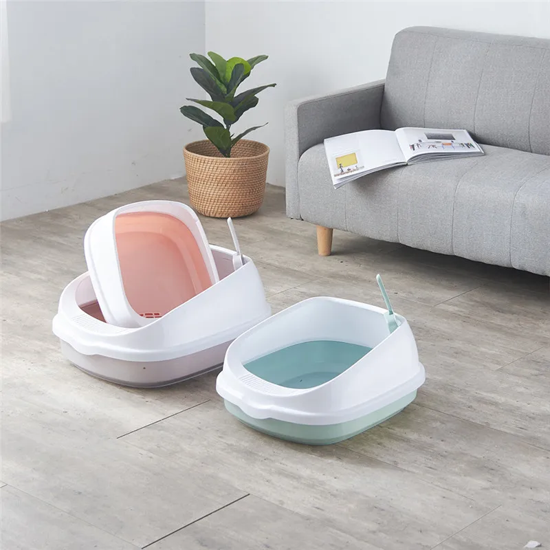 

Semi-Enclosed High Fence Pet Cat Toilet Detachable Cat Litter Box Cat Toilet Dog Tray Clean Scoop Home Plastic Sand Box Supplies