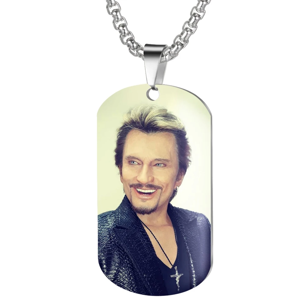 B Ожерелье с подвеской от Jonny Hallyday, персонализированное цветное фото ожерелье s для женщин и мужчин, ювелирные изделия из нержавеющей стали - Окраска металла: B