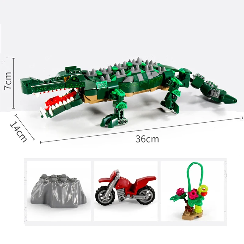 520pcs Jurassic Dinosaur Sarcosuchus Imperator Crocodile Building Blocks with Figures Animal World Bricks Children Toys Kids - купить по