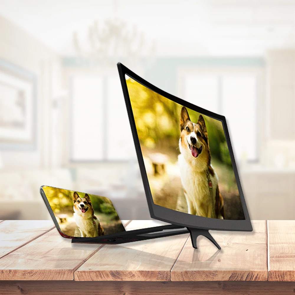 12 дюймов 3D мобильный телефон экран видео лупа изогнутый увеличенный смартфон