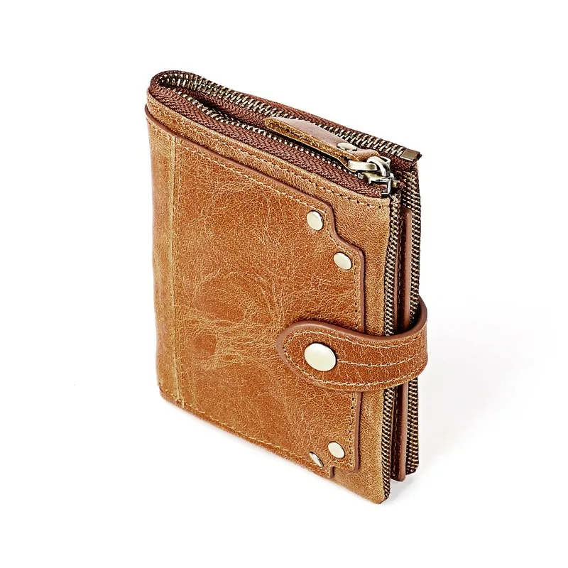 

Purse card holder 2020 new RFID anti-theft brush simple and fashionable large-capacity wallet, zipper retro short wallet, coin
