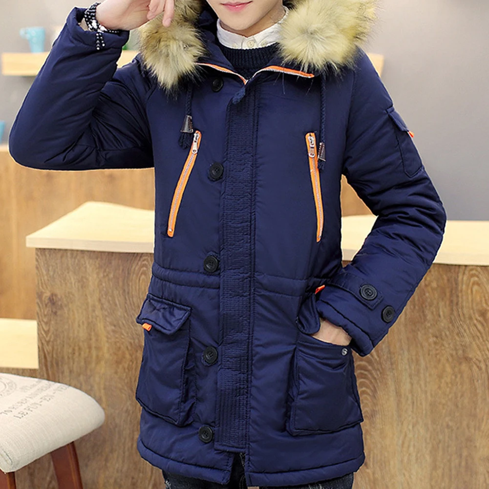 Мужская Зимняя парка теплая плюшевая зимняя куртка с капюшоном и длинными