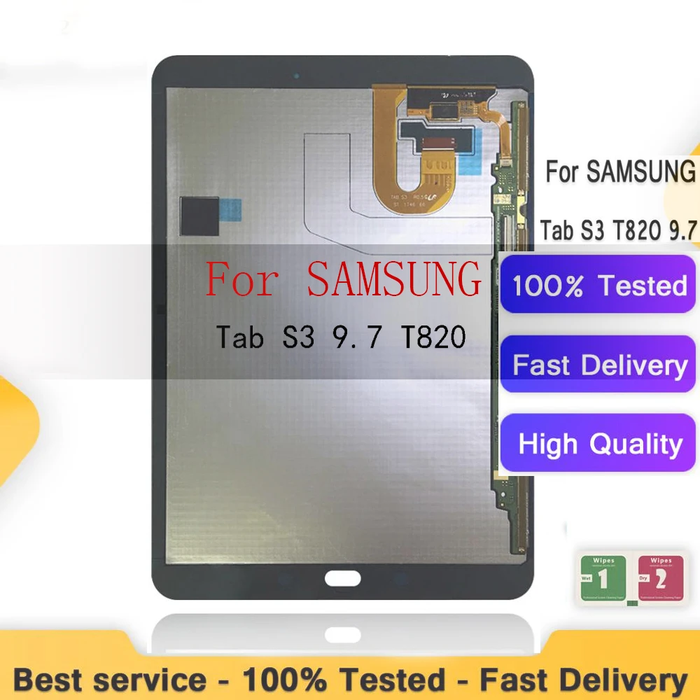 

ЖК-дисплей для Samsung GALAXY Tab S3 9,7 T820 T825 T827, ЖК-дисплей + сенсорный экран, дигитайзер, датчики, полная сборка, панель 100% протестирована