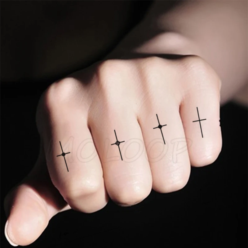 

Tattoo Sticker Cross Letter Line Drawing Element Body Art Makeup Waterproof Temporary Women and Men