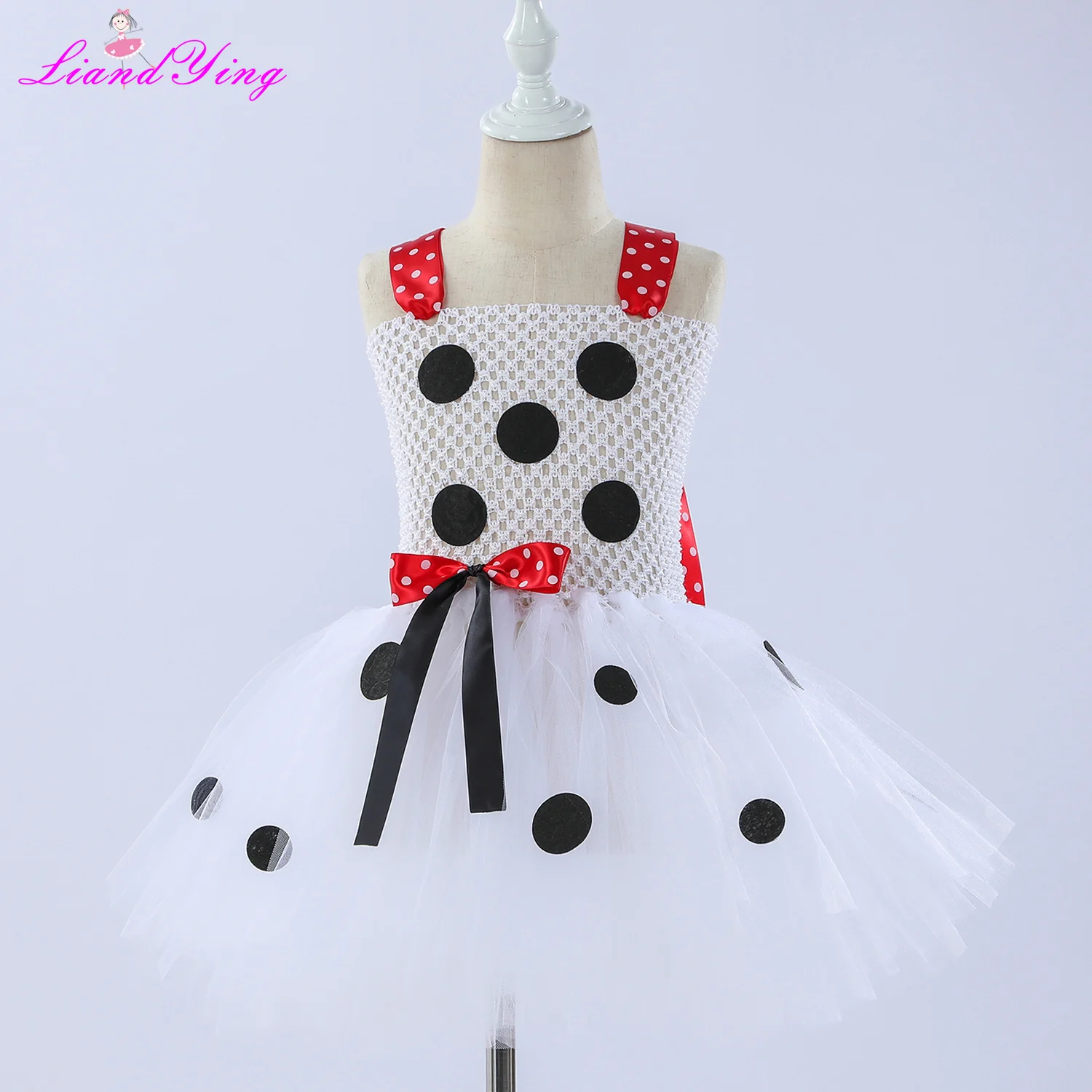 

Dalmatian Dog Tutu Dress for Baby Girls White Black Spotted Animal Halloween Costume for Kids Toddler Puppy Dressing up Outfit