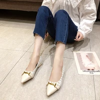 summer women shallow buckle pointed toe loafers womens shoes woman slingback