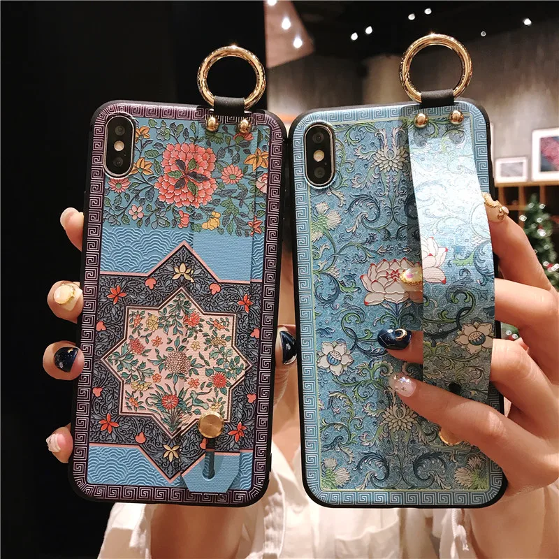 Винтажный цветочный чехол-подставка для Samsung A50 чехол с ремешком на запястье A51 A70