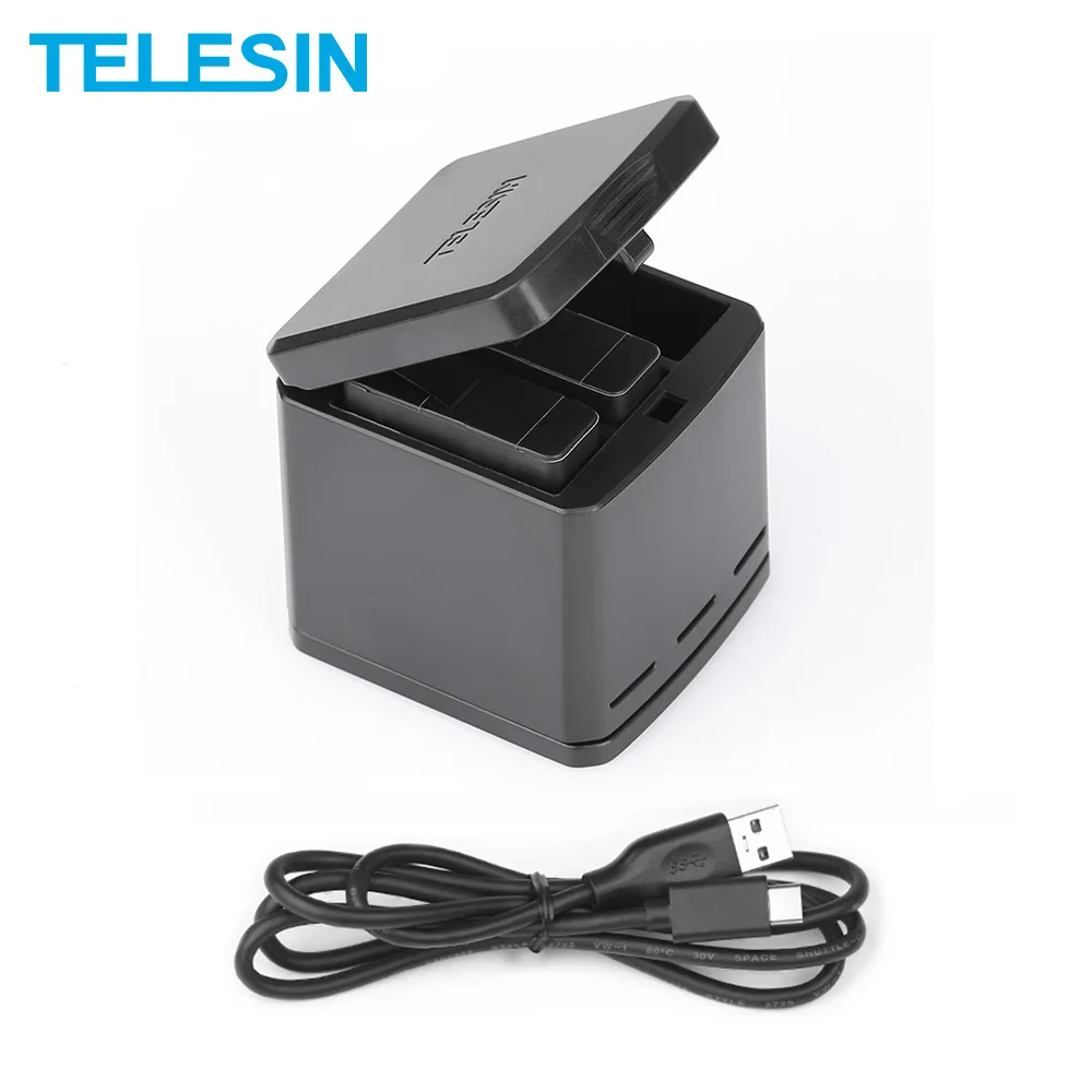 

TELESIN-зарядное устройство для 3 vas с зарядным устройством USB типа C 3,0, зарядное устройство с кабелем для GoPro Hero 5 6 7 8, аксессуары
