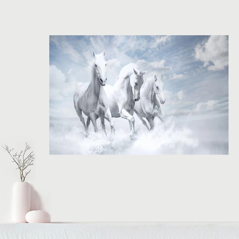 

Custom Canvas Wall Decor Nice Horses Canvas Poster Cloth Wall Fabric Posters And prints Home Decor Painting