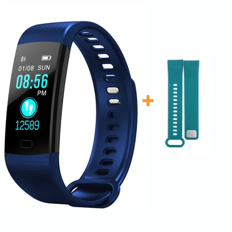 add Sky blue strap Imosi Y5 умный Браслет, пульсометр, монитор артериального давления, высокая яркость, цветной экран, умный браслет, браслет, уведомление - Цвет: add Sky blue strap