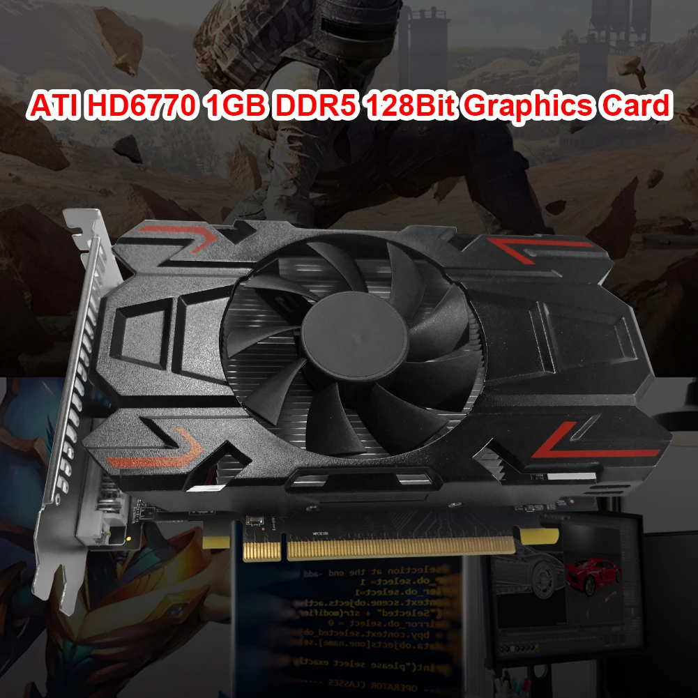 

Компьютерная дискретная видеокарта ATI6770, 1 ГБ DDR5, 128 бит, Тип видеопамяти, совместимая с HDMI, аксессуары для видеокарт
