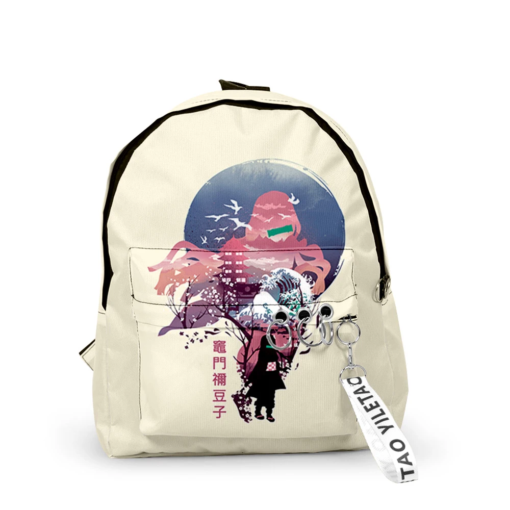 

Luxury Anime Demon Slayer School Bags Travel Bags Boys Girls Small Bag 3D Print Oxford Waterproof Key Chain Notebook Backpacks