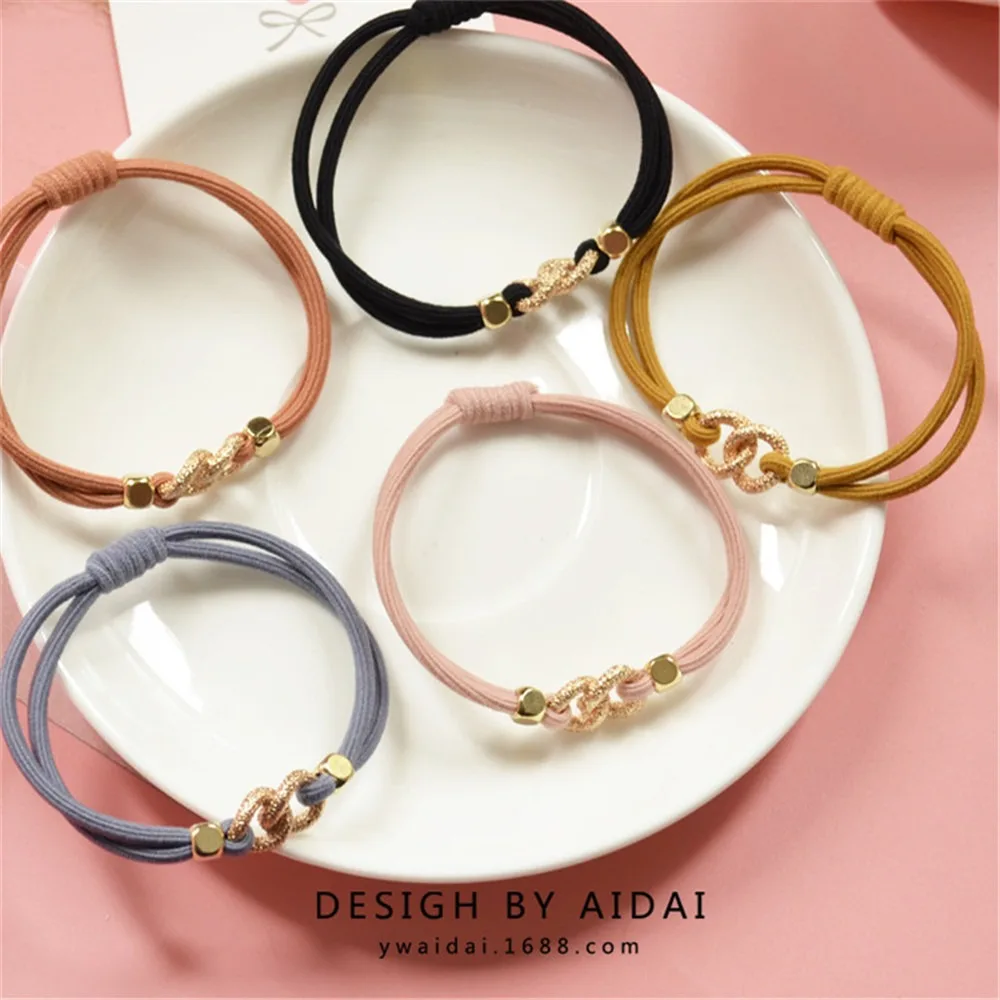 Однотонные резинки для волос девочек 1 шт. круглая двойная пряжка Женская