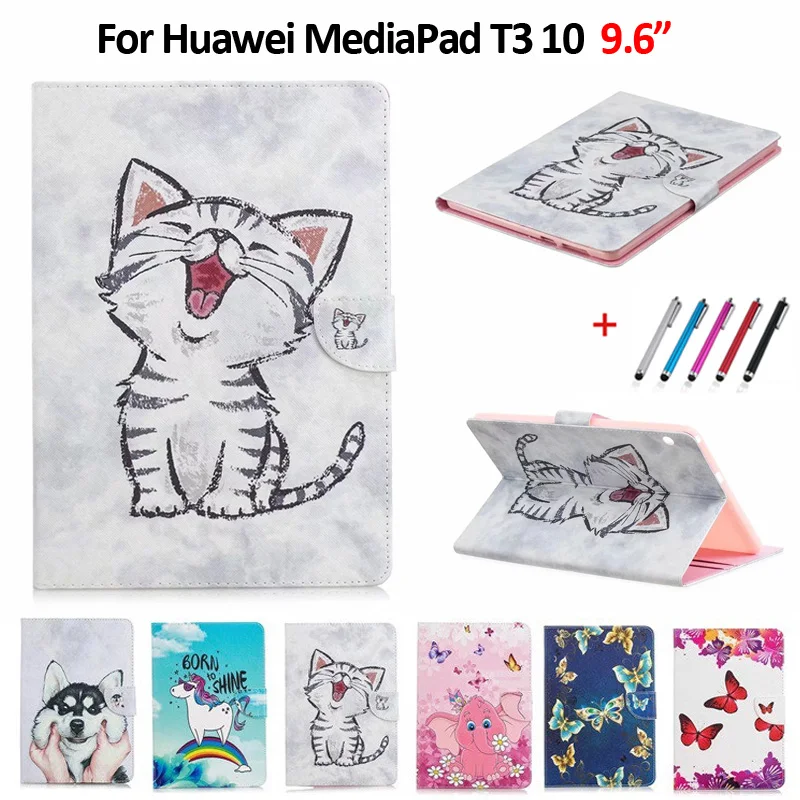 Чехол для Huawei MediaPad T3 10 чехол планшетов с милым котом единорогом щенком бабочкой 1 2