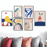 abstract girl line vase color block sun wall art canvas painting nordic posters and prints wall pictures for living room decor