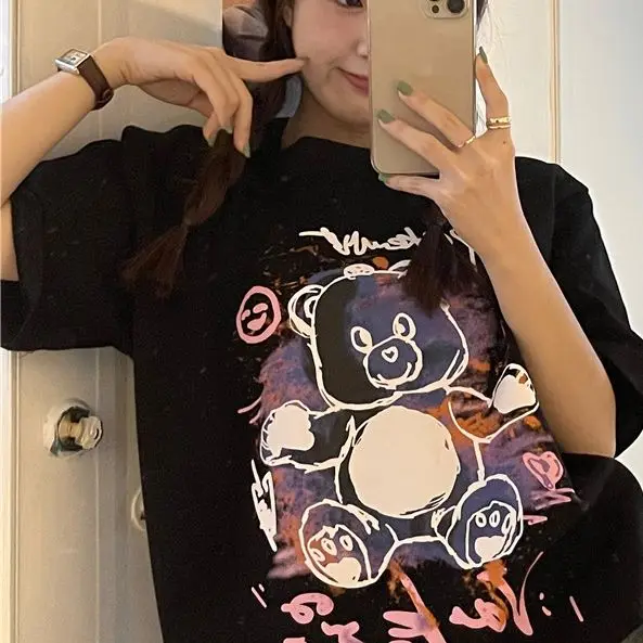 

Korean Version Of Summer Women'S Fun Cartoon Pattern Harajuku Style Women'S Top T-Shirt Tide Ins Casual Loose Oversized T-Shirt
