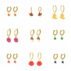 Серьги-гвоздики женские из серебра 2021 пробы с эмалью