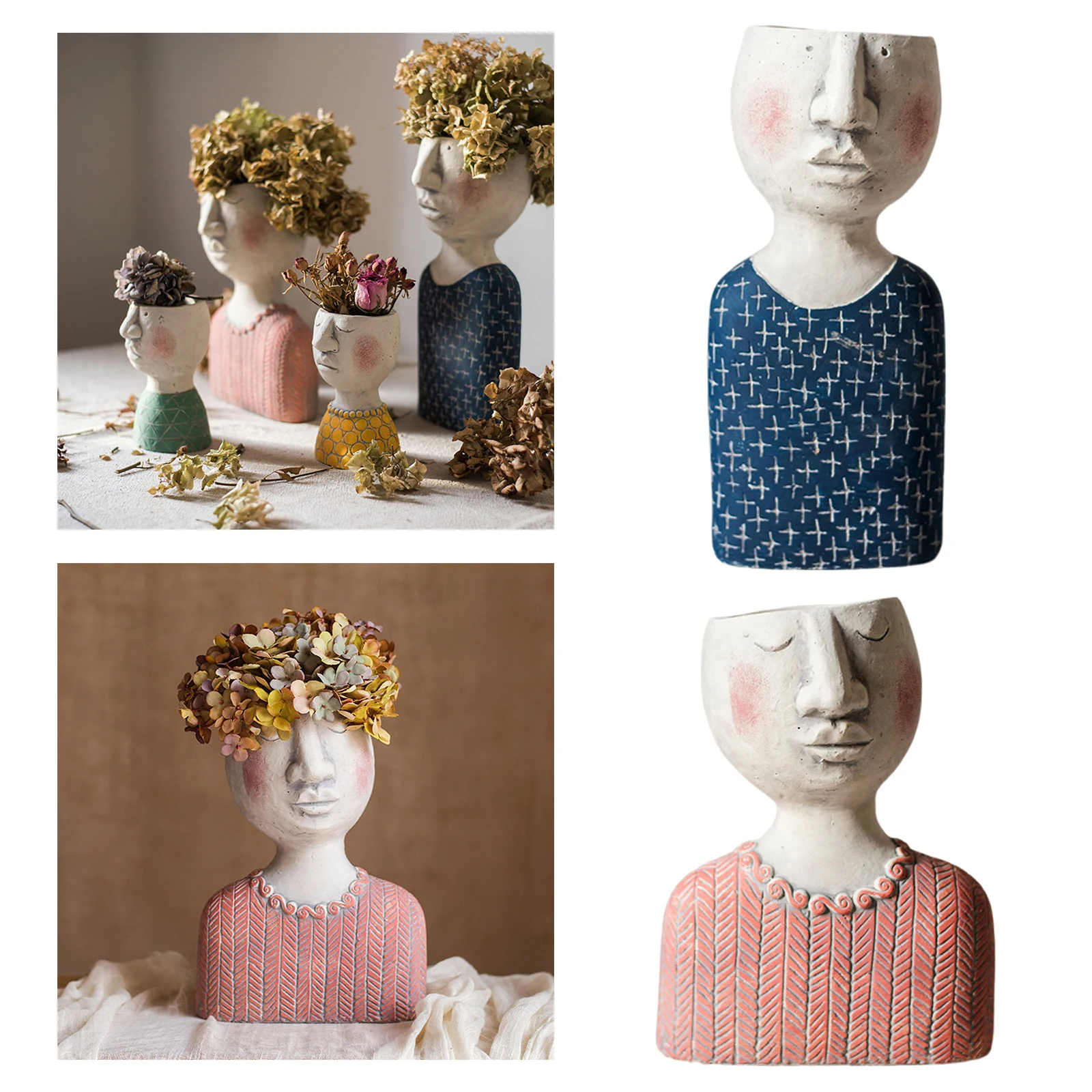 

Лицевая голова портрет скульптура цветочный горшок Современная ваза декоративная творческий дом