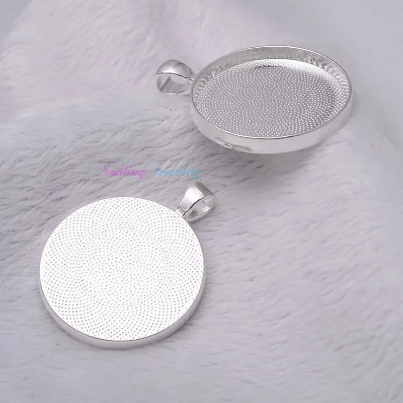 20 шт. прозрачное стекло 30 мм кабошон серебро пустая основа настройки подвесного