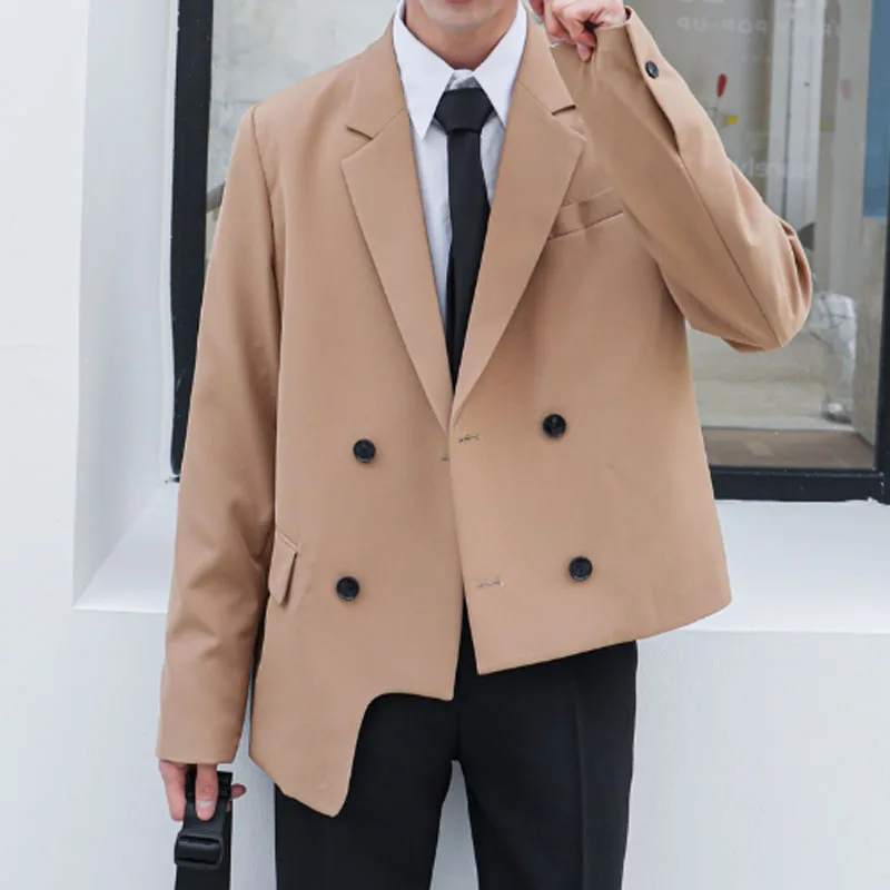 Мужской ассиметричный Двубортный повседневный костюм мужской пиджак Япония