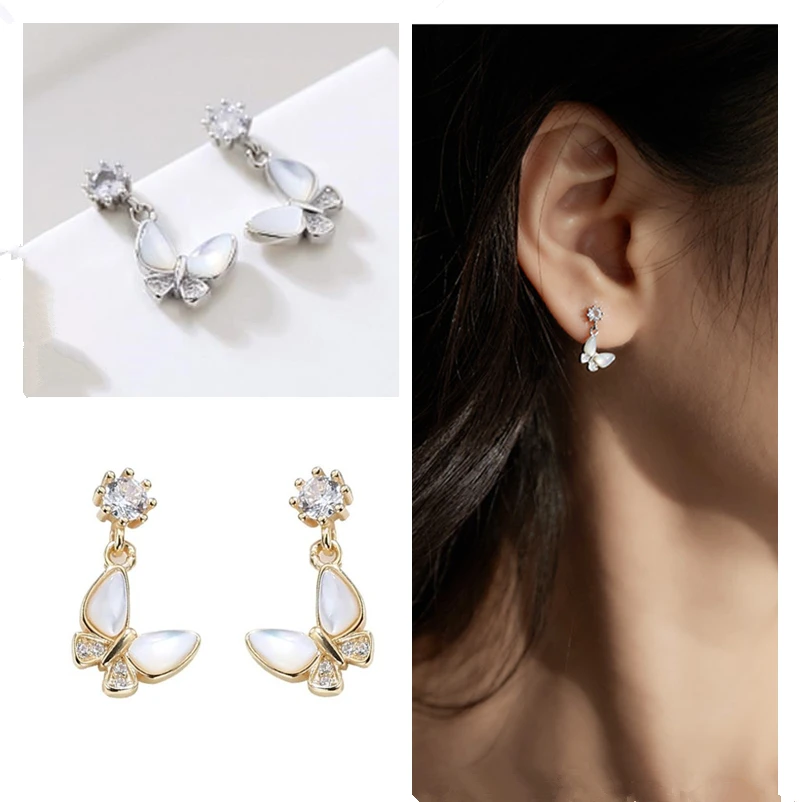 

Серьги-бабочки женские, с опалом, посеребренные