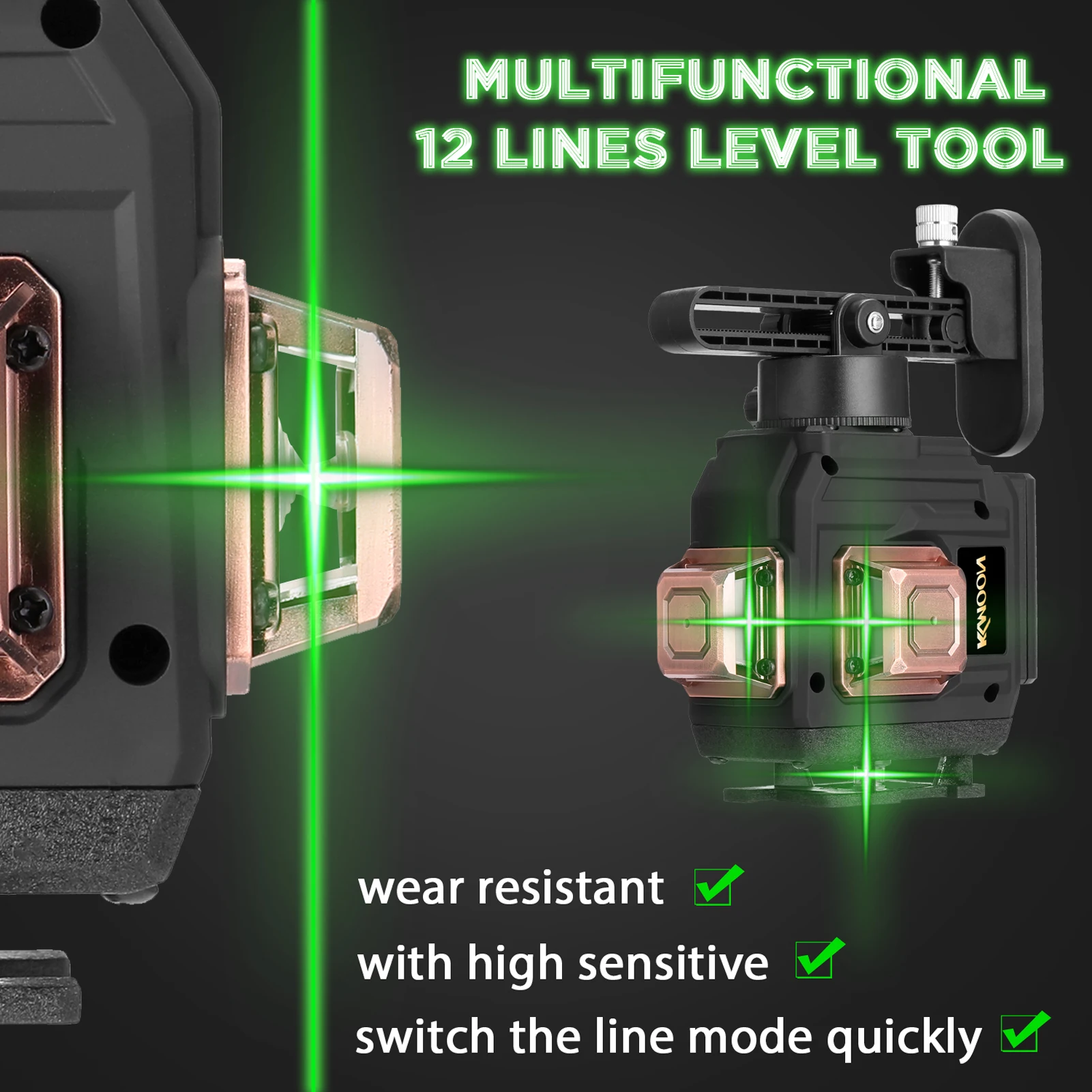 Multifunctional Laser Level 3D 12 Lines Green Leveling Device Vertical Horizontal Self-leveling 360 | Инструменты