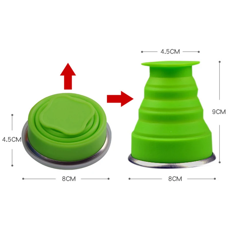 10 шт Силиконовая Выдвижная складная чашка из нержавеющей стали без бисфенола