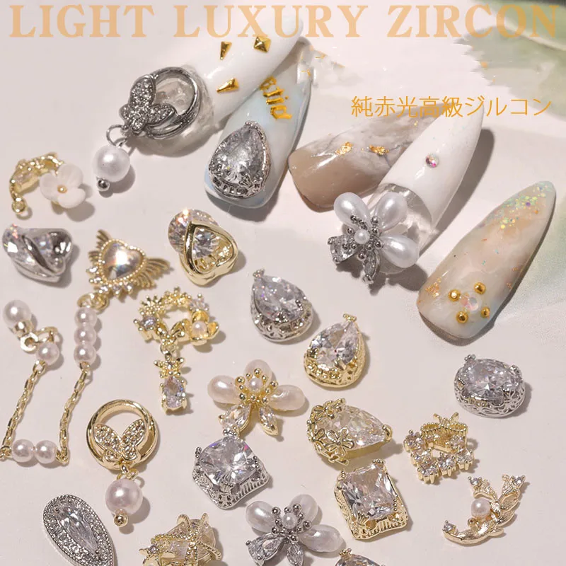 

10pieces 3D metal Zircon Nail art jewelry japanese nail decorations top quality zircon crystal manicure zircon diamond charms