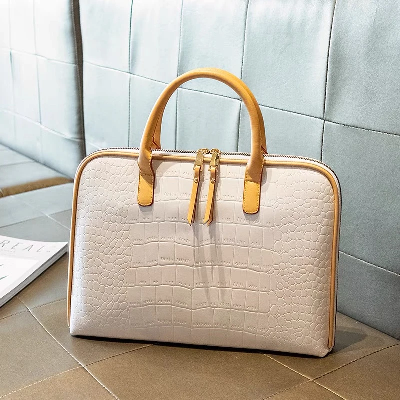 Women's Genuine Leather Briefcase Female Luxury Brand Laptop Bag For 13