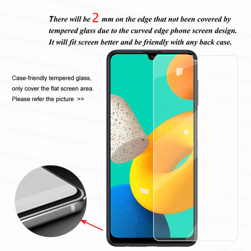 Cristal transparente 2.5D para Samsung Galaxy M32, Protector de pantalla de vidrio templado, pel&iacute;cula de tel&eacute;fono para Samsung Galaxy M32-1