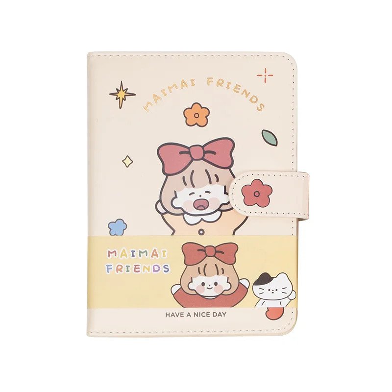 Милый блокнот из искусственной кожи с мультяшным рисунком А5 магнитной пряжкой в