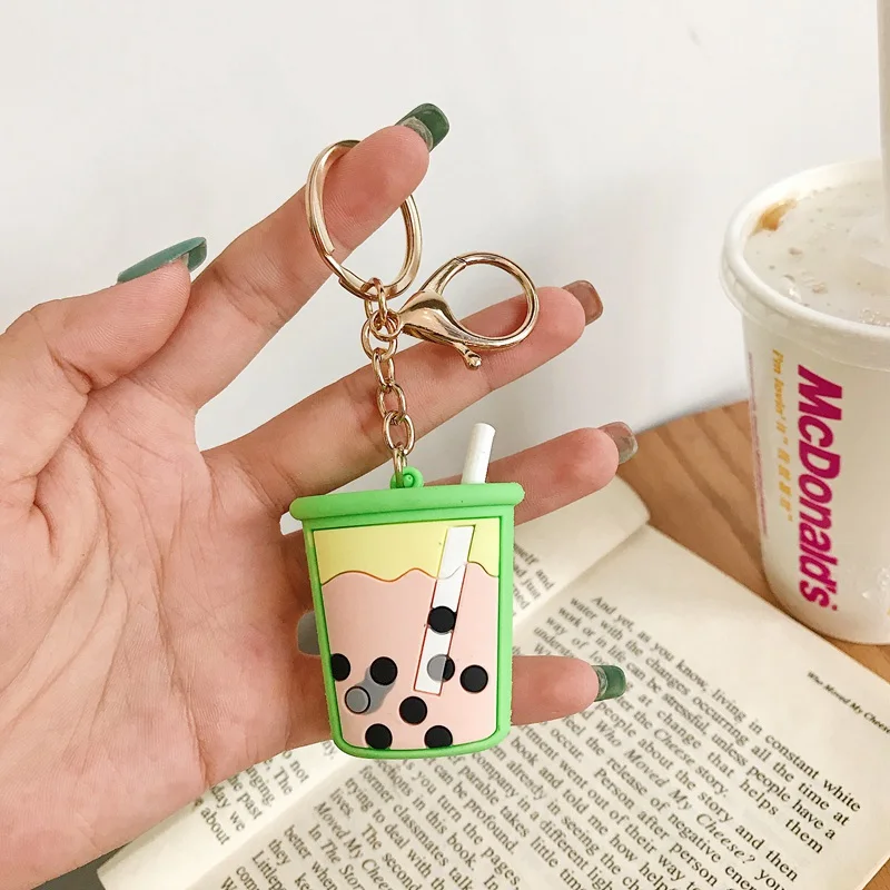 Cartoon Travel Luggage Milk Tea Decor Pendant Toy Lanyard For iPhone Airpods Protective case Key Chains Girl Bag Hang Car Key - Color: 07