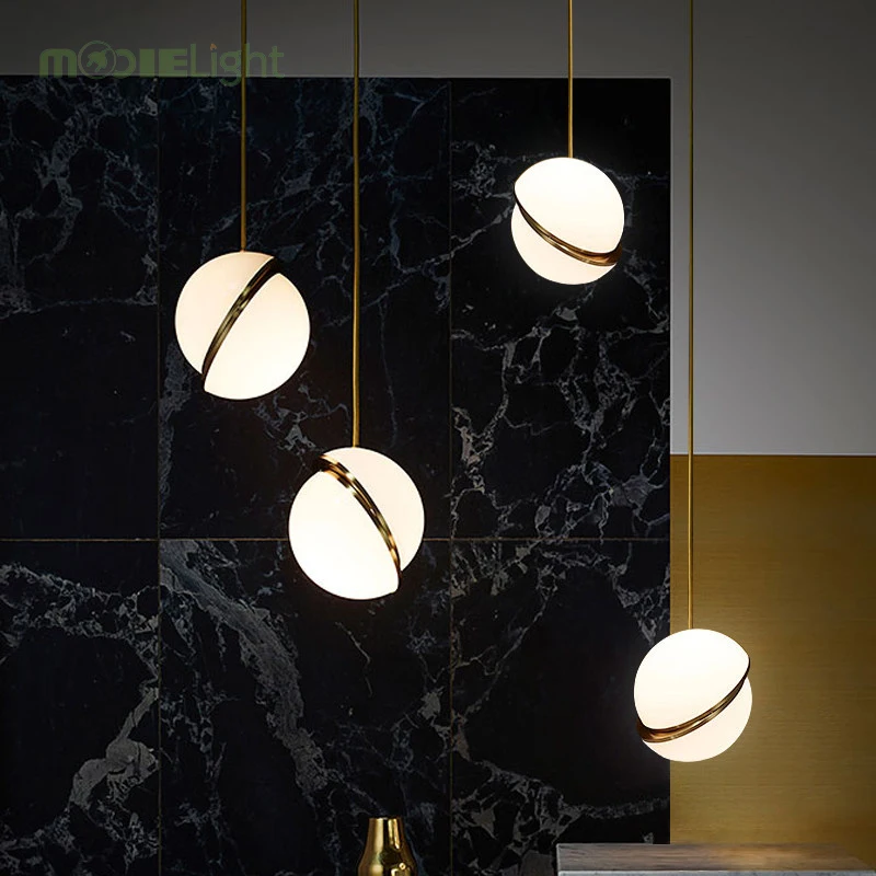 

Creative Round Moon Brass Suspension Nordic modern round balls Pendant Lights Pendant lamp for Dining room Living room drplight