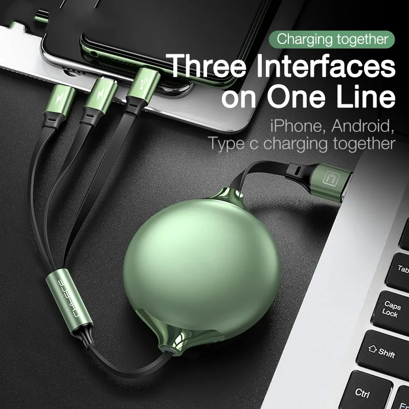 Кабель зарядный 3-в-1 с разъемом USB Type-C 1 2 м 120 см 3 А | Электроника